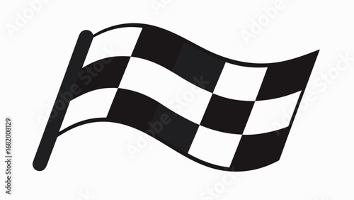 Elegant checkered flag with a soft shadow on a clean white background for racing