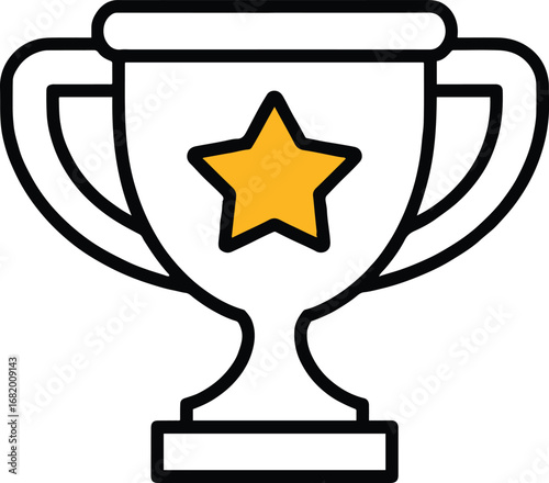 Illustration of a trophy with a star isolated on white background, representing success, achievement, and victory in competitions, awards, and celebrations of excellence and triumph