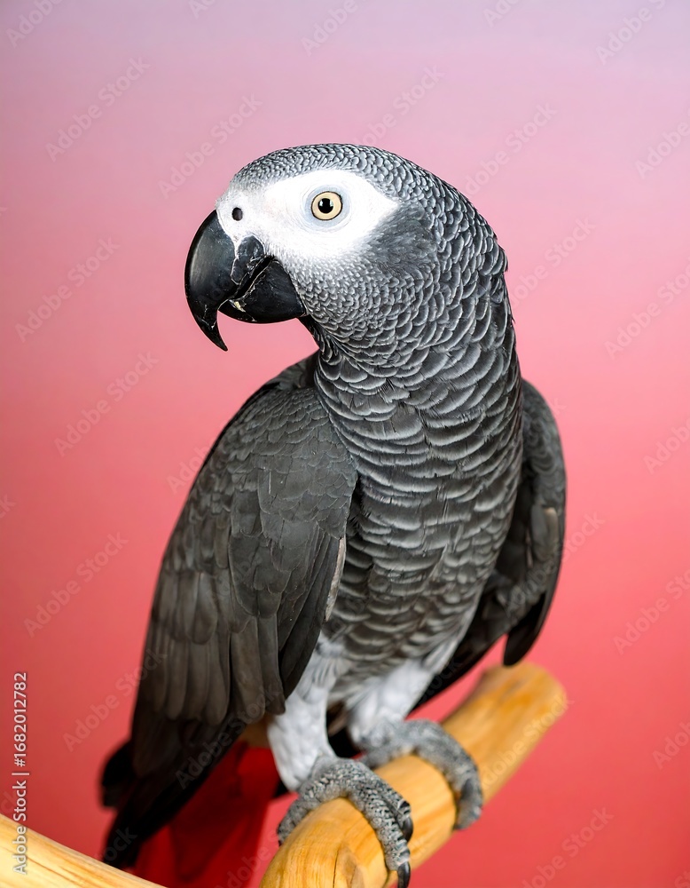 Fototapeta premium Gray parrot perched on branch
