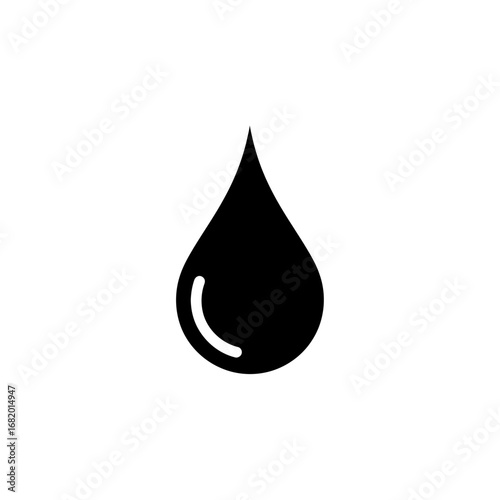 Single Black Water Drop Illustration.