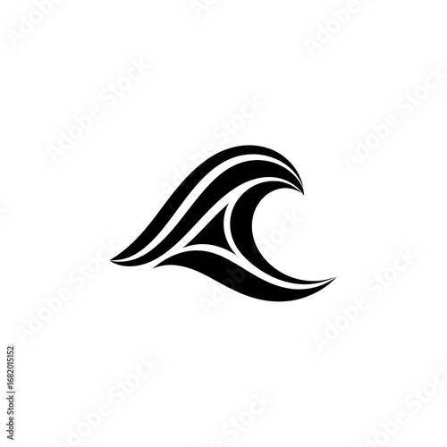 Abstract Black Wave Design Graphic Element.