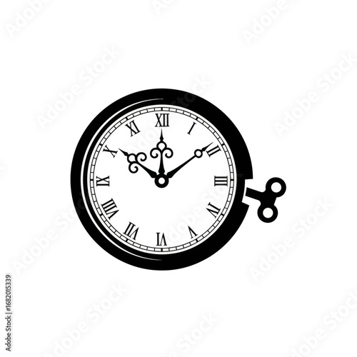 Antique Pocket Watch with Roman Numerals and Key Wind.