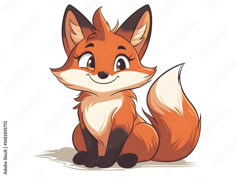 Obraz premium Cute Cartoon Fox Character Illustration | Adorable Animal Design with Vibrant Colors and Playful Personality