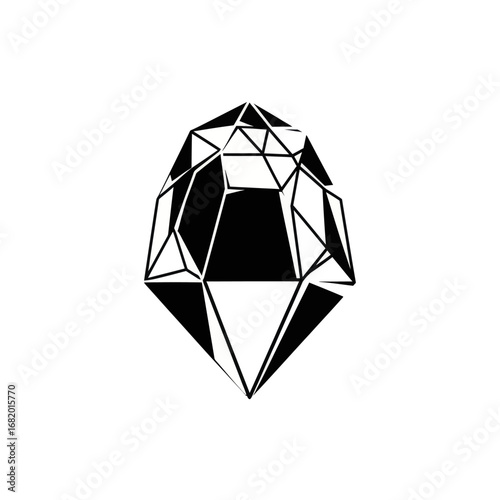 Geometric Faceted Gem Crystal Illustration.