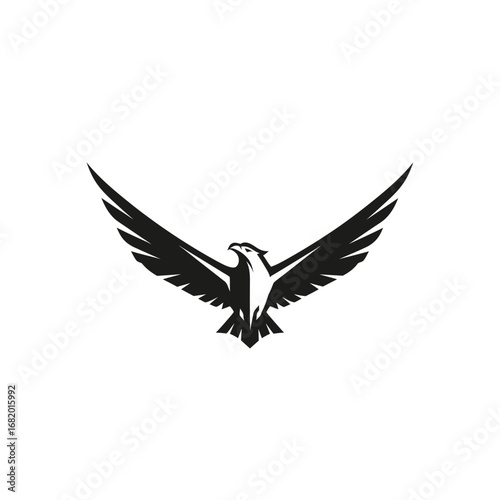 Majestic Eagle in Flight - Powerful Black Silhouette.