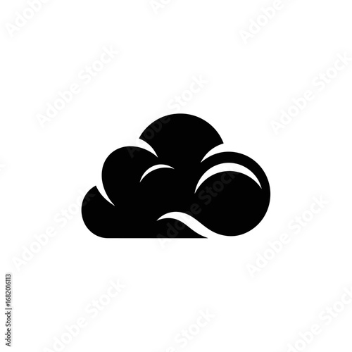 Simple Black Cloud Silhouette Icon.