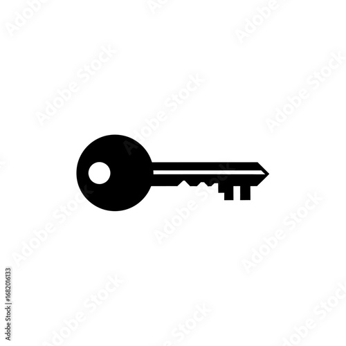 Simple Black Key Illustration Classic Design Security Access.