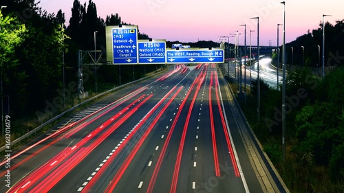 Light Trails on UK Motorway at Night