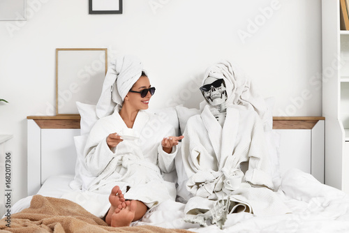 Young woman with coffee and...