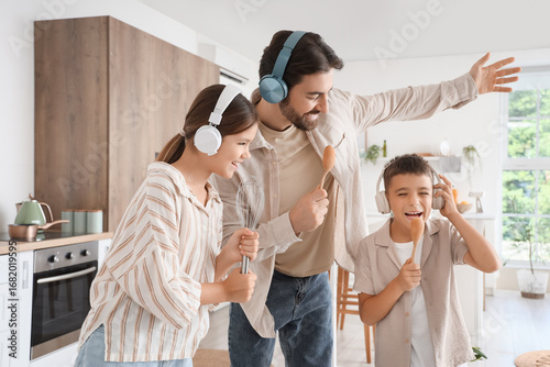 Happy father and his childr...