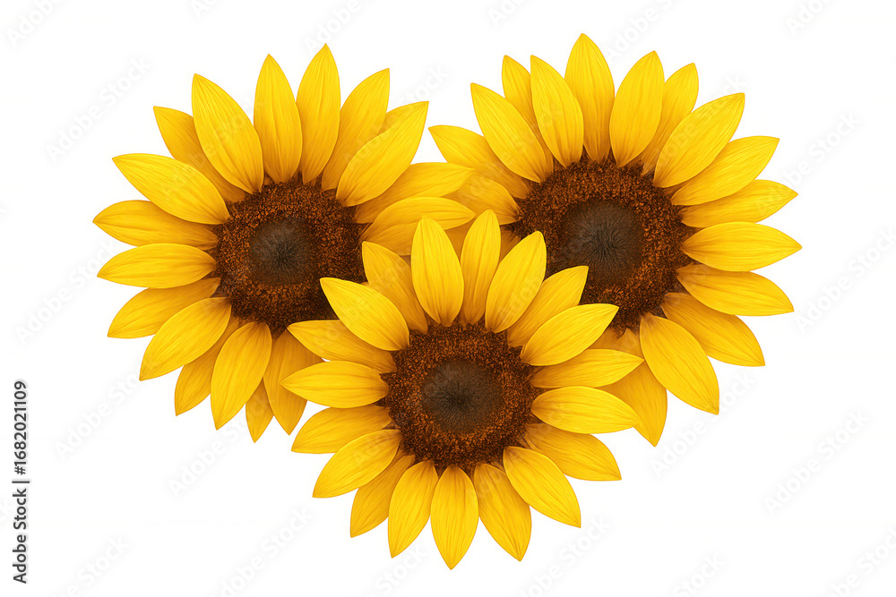 Obraz premium Vivid yellow sunflowers blossoming, transparent backdrop highlighting botanical elegance for summer design compositions