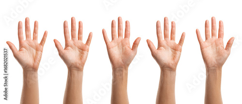 Five raised hands