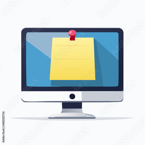 Computer Monitor With Sticky Note