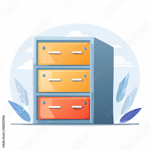 Colorful Flat Design File Cabinet Illustration
