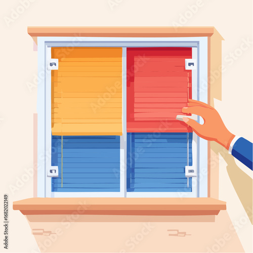 Hand Adjusting Colorful Window Blinds