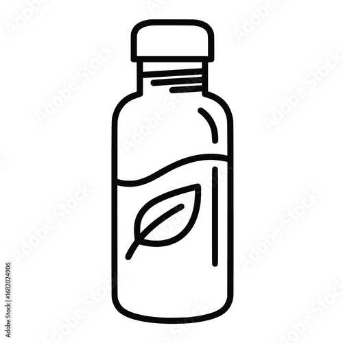 A simple outline drawing of a water bottle, ideal for hydration, fitness, and sustainable lifestyle concepts in a clean, modern style.