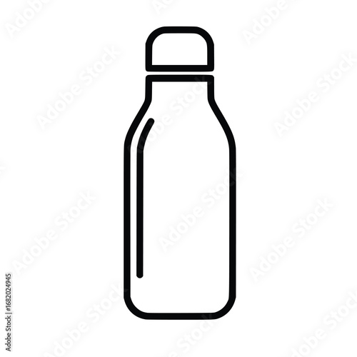 A simple outline drawing of a water bottle, ideal for hydration, fitness, and sustainable lifestyle concepts in a clean, modern style.