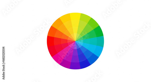 Vibrant and complete color wheel showing spectrum of hues on an isolated transparent background