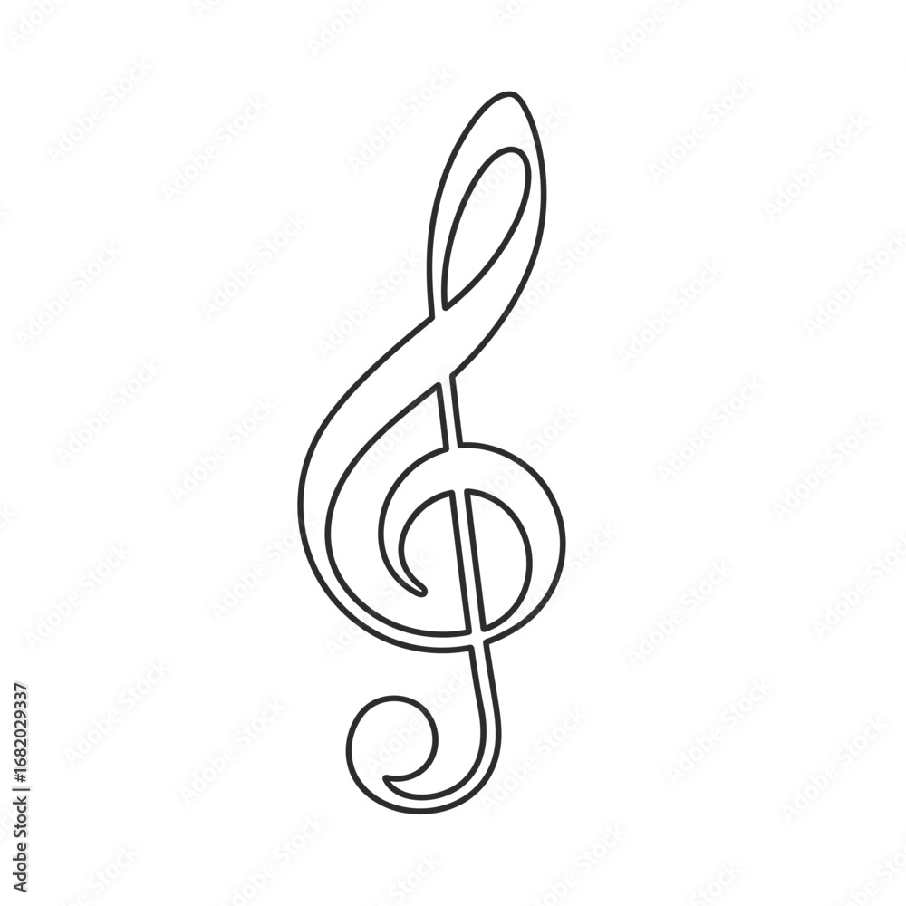 Obraz premium A black and white treble clef symbol on a white background.