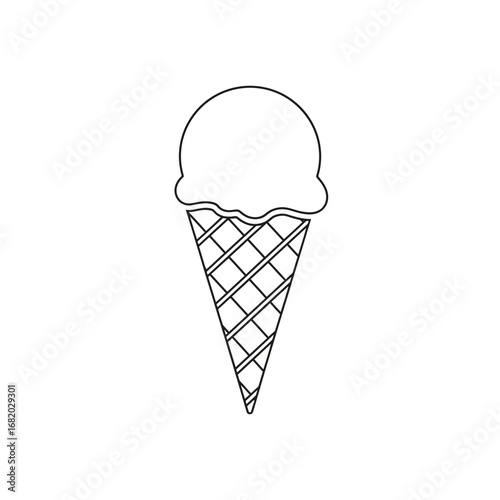 Simple line drawing of an ice cream cone on a white background.