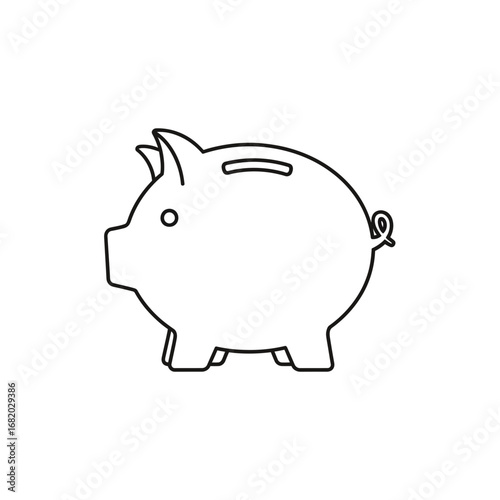 Outline of a piggy bank on a white background.