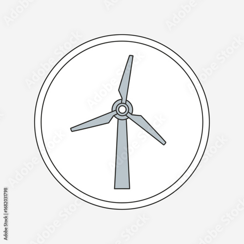 Wind turbine icon inside a circle on a white background.