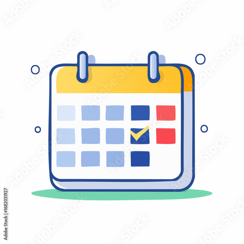 Colorful Flat Calendar Design With Marked Dates