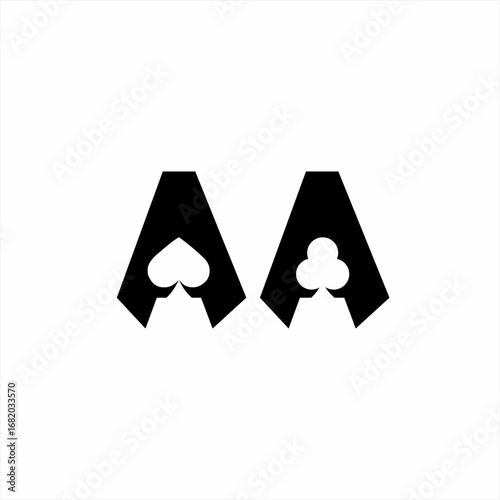 Letter A logo design with poker ace card symbol..