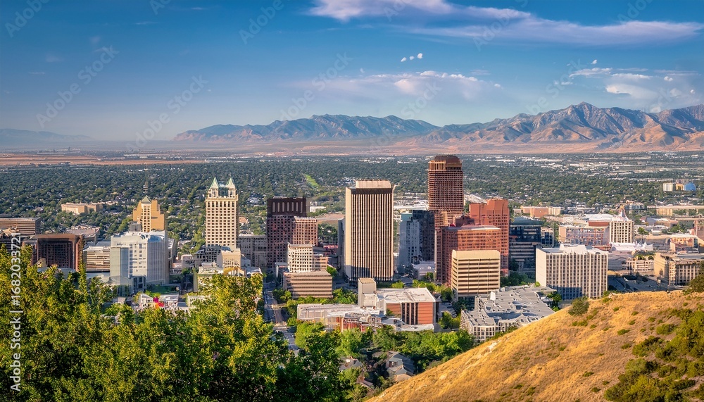 Fototapeta premium salt lake city utah usa downtown city skyline view