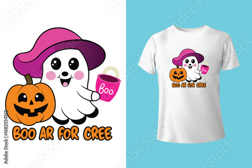 Halloween T-shirt design costume template. Happy Halloween scary trendy vector t-shirt design. Halloween vector clothing apparel t-shirt design
