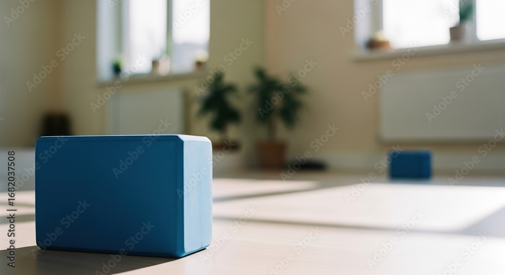 Naklejka premium Yoga Block in Serene Studio for Wellness Accessories Campaign 