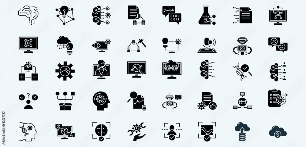 Obraz premium Artificial Intelligence icon pack Glyph style
