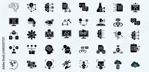 Artificial Intelligence icon pack Glyph style