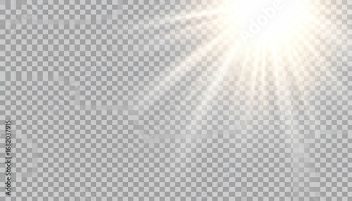 Volumetric Sunbeams Overlay: Bright Corner Rays on Transparent Background