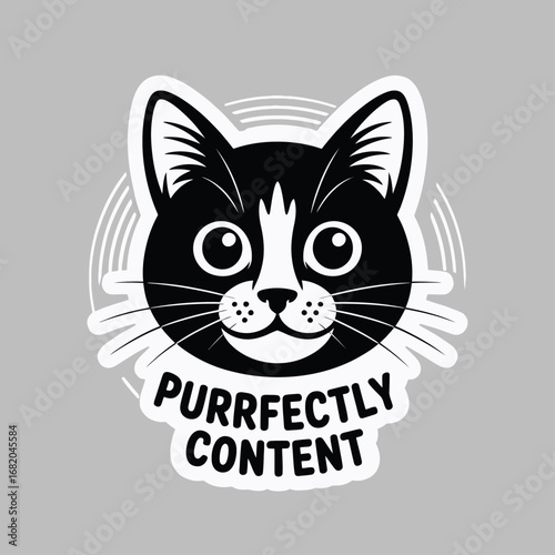 Black cat labeled purrfectly content suitable for pet products, veterinary services, or halloweenrelated content that desires a cute feline aesthetic.