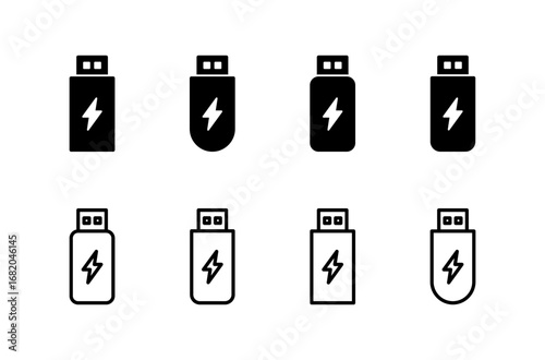 Usb icon logo design. Flash disk sign and symbol. flash drive sign. usb charging