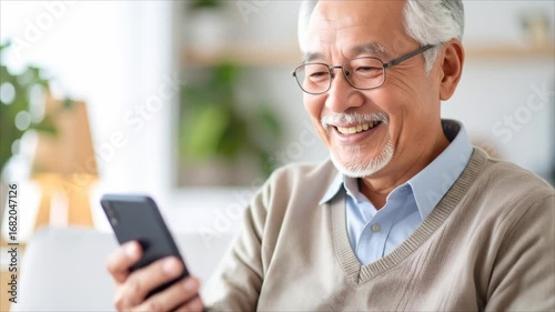 Senior man using smartphone