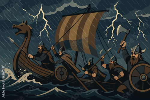 Thunderous Storm: Legendary Viking Sea Battle as Warriors Brave Perilous Waves