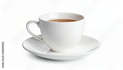 Wallpaper Mural A white teacup and saucer with tea inside, isolated on white background. Torontodigital.ca