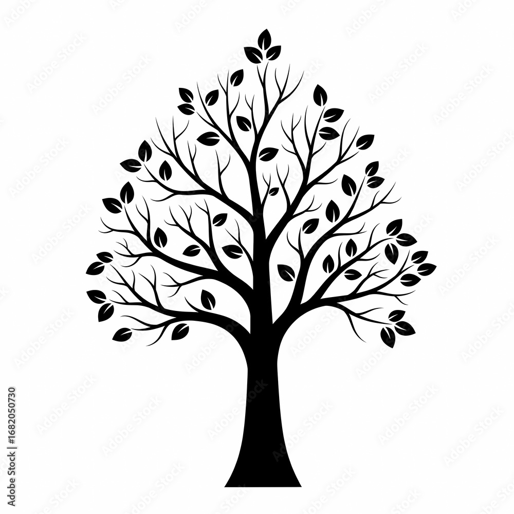 Fototapeta premium A clean tree silhouette in flat vector style. Great for eco projects, nature branding, outdoor designs, and environmental awareness campaigns.