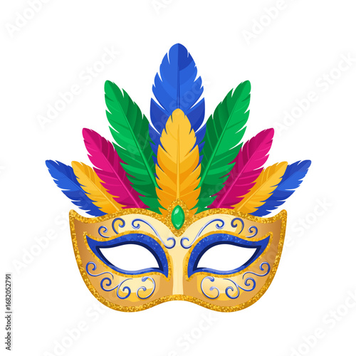 Carnival crown with yellow and blue feather decoration
