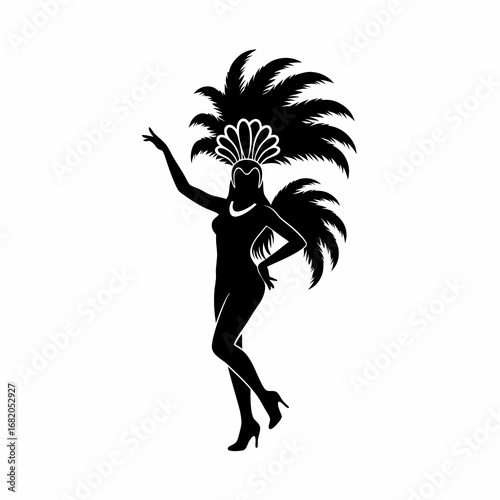 Carnival dancer silhouette with feather headdress