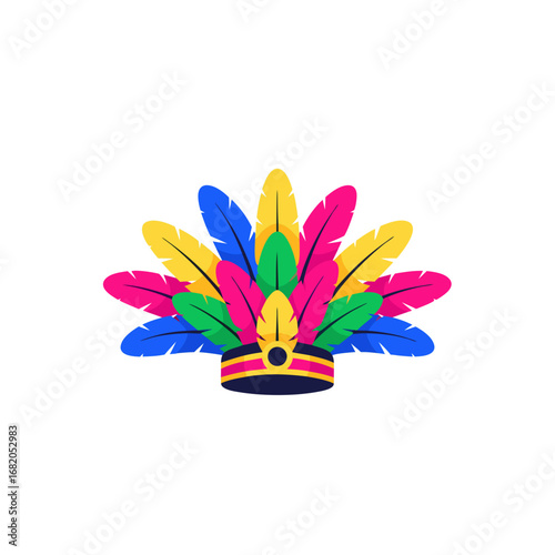 Carnival dancer silhouette with feather costume