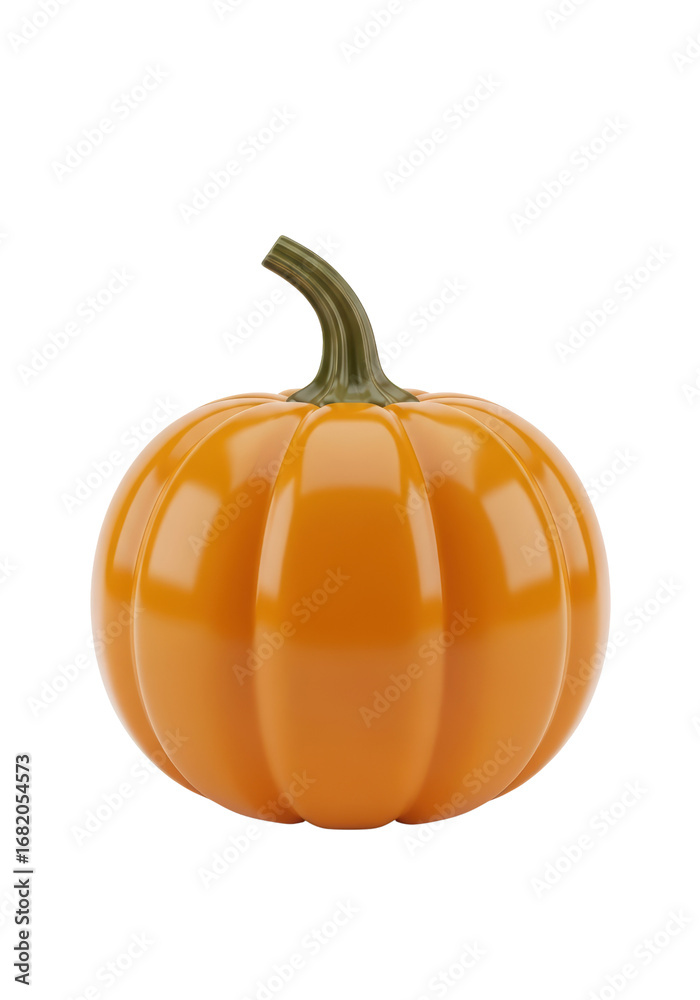 Obraz premium Vibrant orange pumpkin with a curved green stem isolated on a sleek black background perfect for