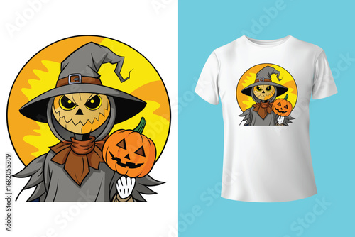 Happy halloween t shirt design flat design template