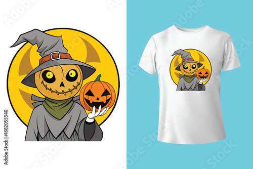 Happy halloween t shirt design flat design template