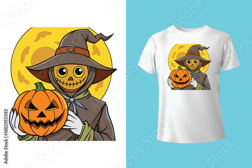 Happy halloween t shirt design flat design template