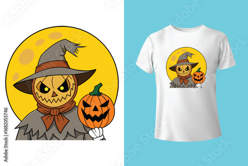 Happy halloween t shirt design flat design template