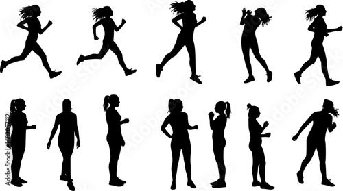 set of Vector silhouette of a woman.
