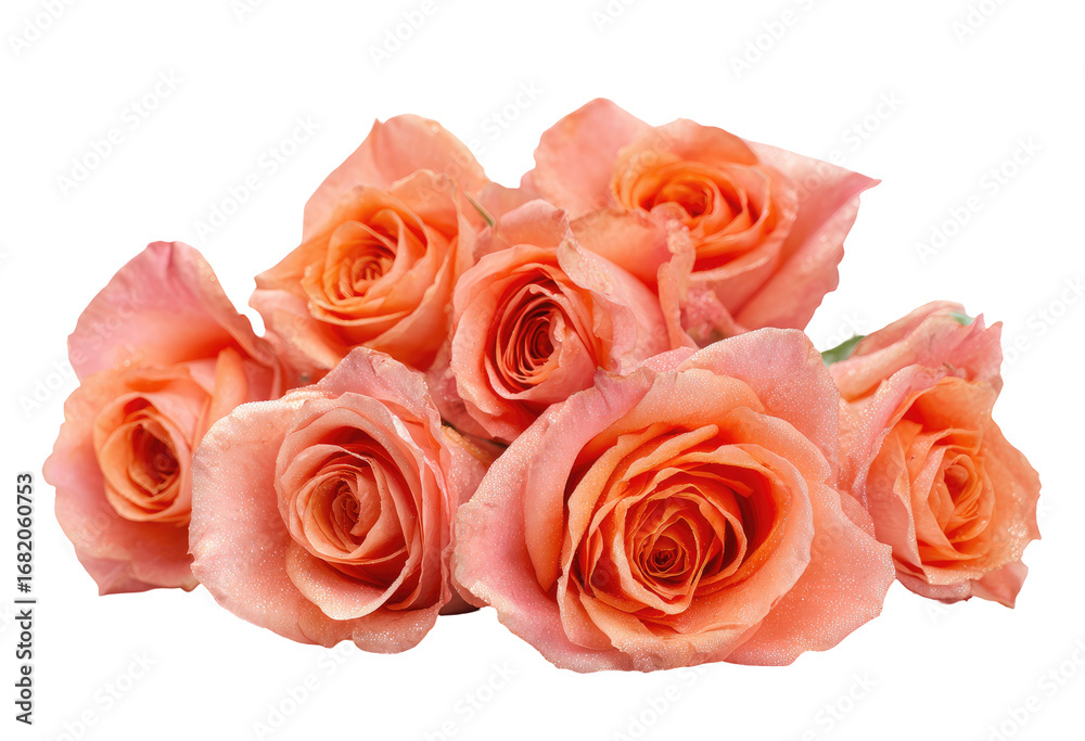 Obraz premium Close-up of a cluster of peach-colored roses